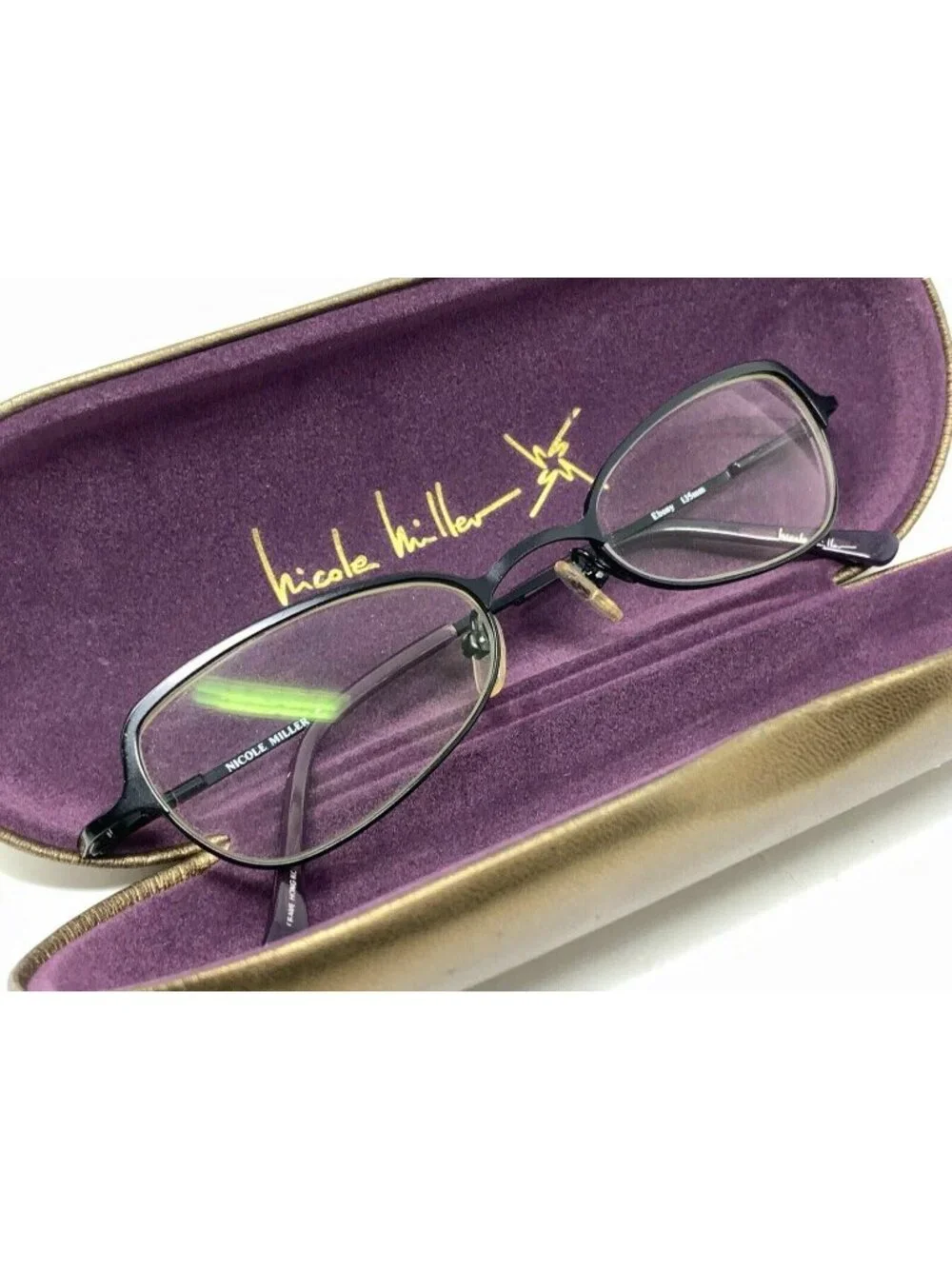 NICOLE MILLER BOW Ebony BLACK EYEGLASSES GLASSES METAL FRAME 49 [] 19 135